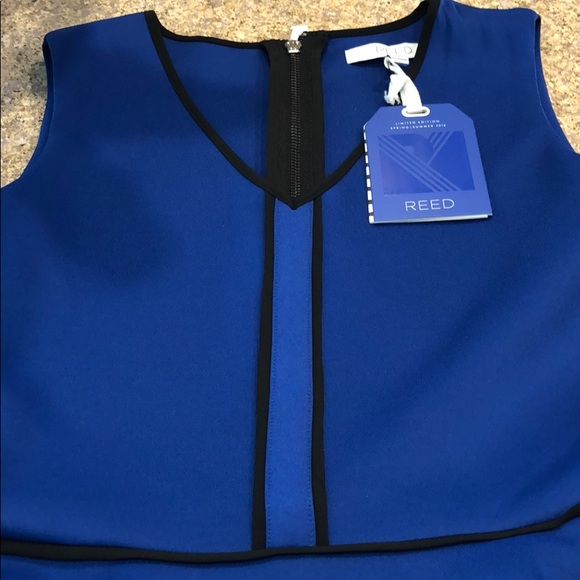 NWT REED XS Blue and Black Scuba Fit & Flare Dress - Picture 8 of 16